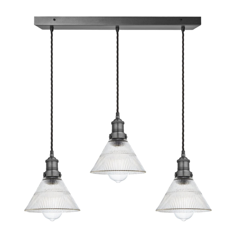 Brooklyn Glass Funnel 3 Wire Cluster Lights - 7 inch
