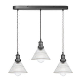 Brooklyn Glass Funnel 3 Wire Cluster Lights - 7 inch