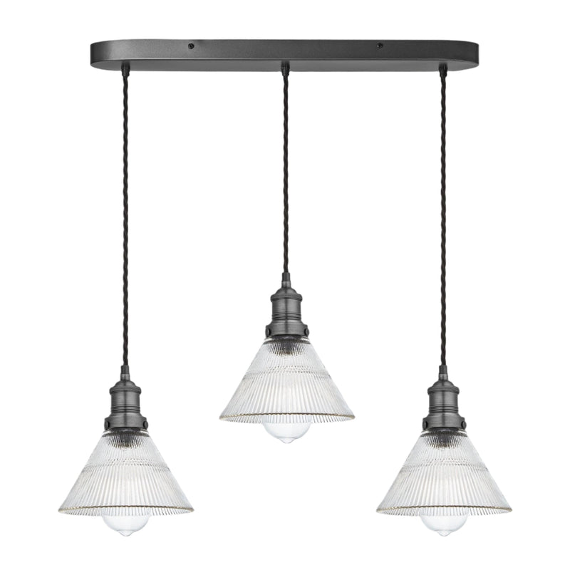Brooklyn Glass Funnel 3 Wire Cluster Lights - 7 inch