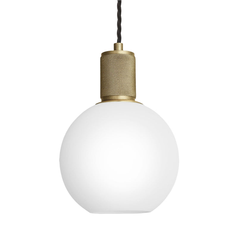 Knurled Opal Glass Globe Pendant Light - 7 Inch