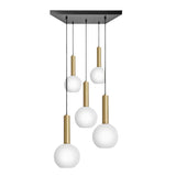 Sleek Cylinder Opal Glass Globe 5 Wire Square Cluster Lights - 7 inch - White