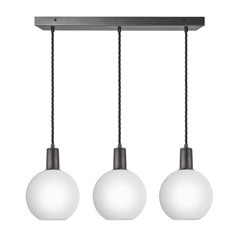 Sleek Opal Glass Globe 3 Wire Cluster Lights - 7 inch - White