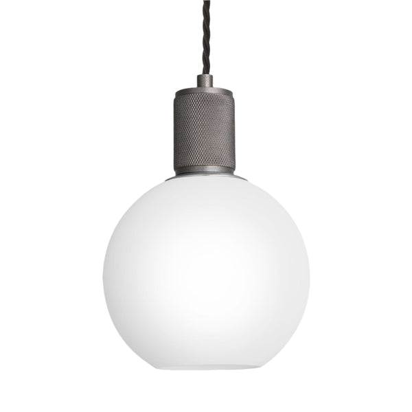 Knurled Opal Glass Globe Pendant Light - 7 Inch