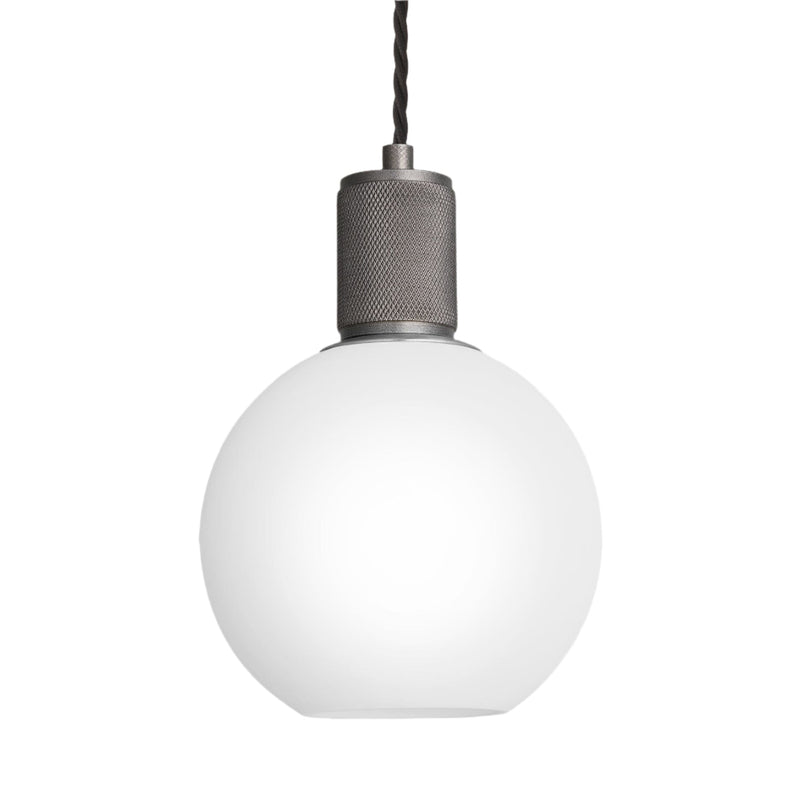 Knurled Opal Glass Globe Pendant Light - 7 Inch