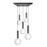 Sleek Cylinder Opal Glass Globe 5 Wire Square Cluster Lights - 7 inch - White