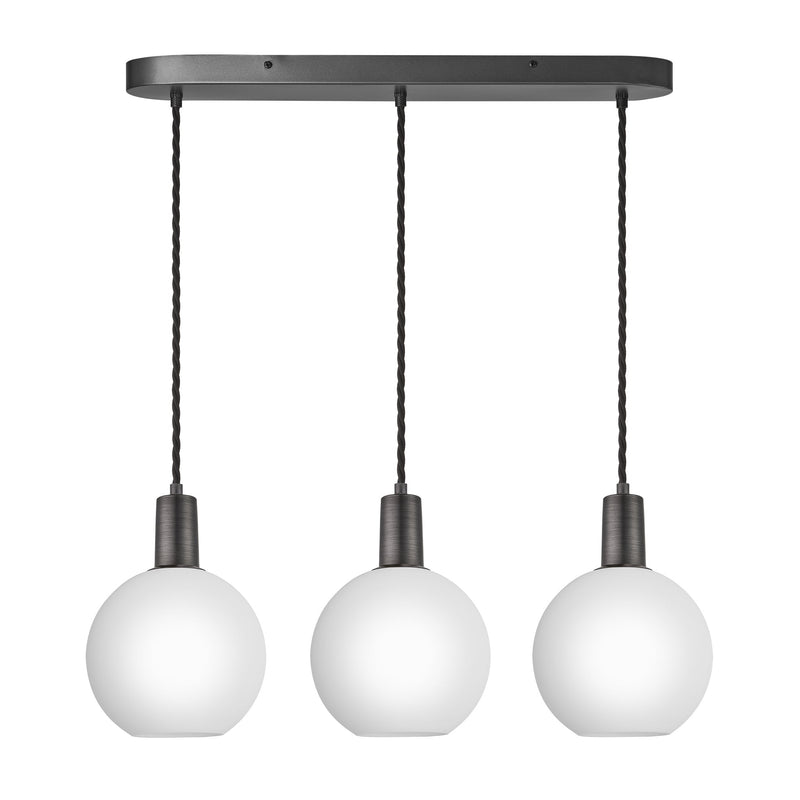 Sleek Opal Glass Globe 3 Wire Cluster Lights - 7 inch - White