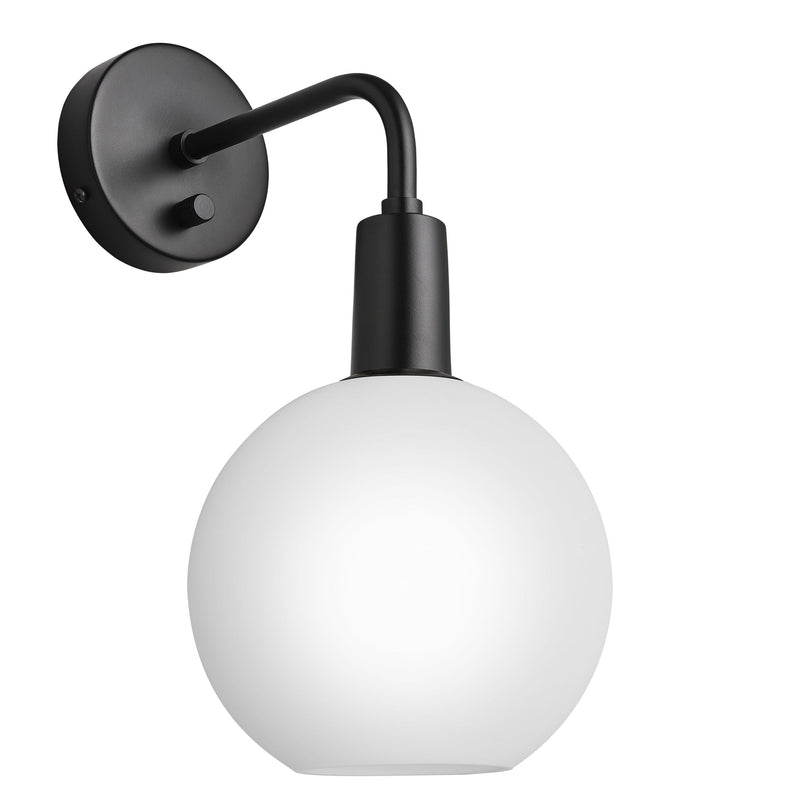 Sleek Opal Glass Globe Wall Light - 7 Inch