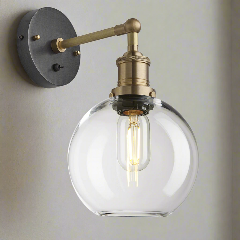 Brooklyn Glass Globe Wall Light - 7 Inch