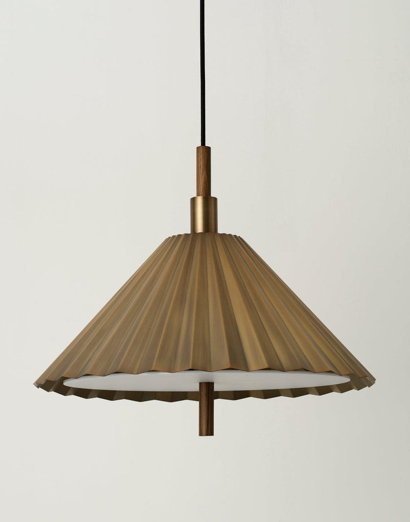 Wycombe Umbrella Pleated Pendant Light - Brass