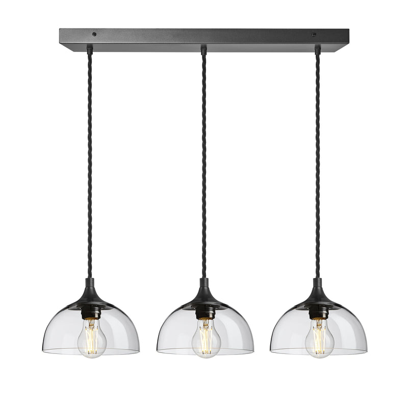 Chelsea Glass Dome 3 Wire Cluster Lights - 8 inch