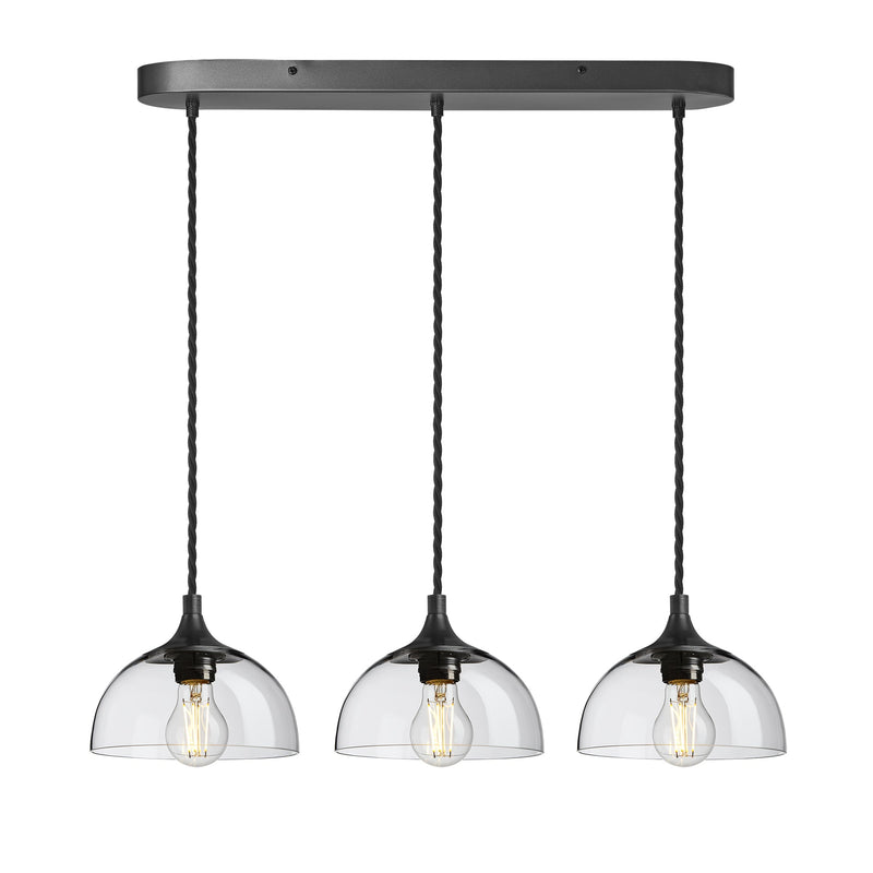 Chelsea Glass Dome 3 Wire Cluster Lights - 8 inch