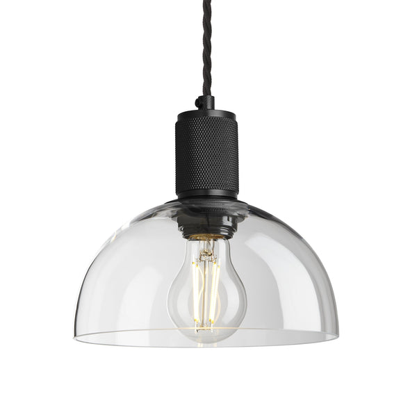 Knurled Glass Dome Pendant Light - 8 Inch