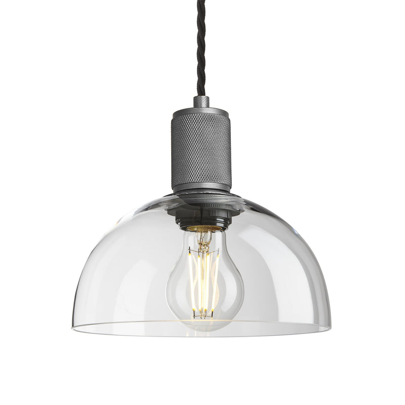 Knurled Glass Dome Pendant Light - 8 Inch