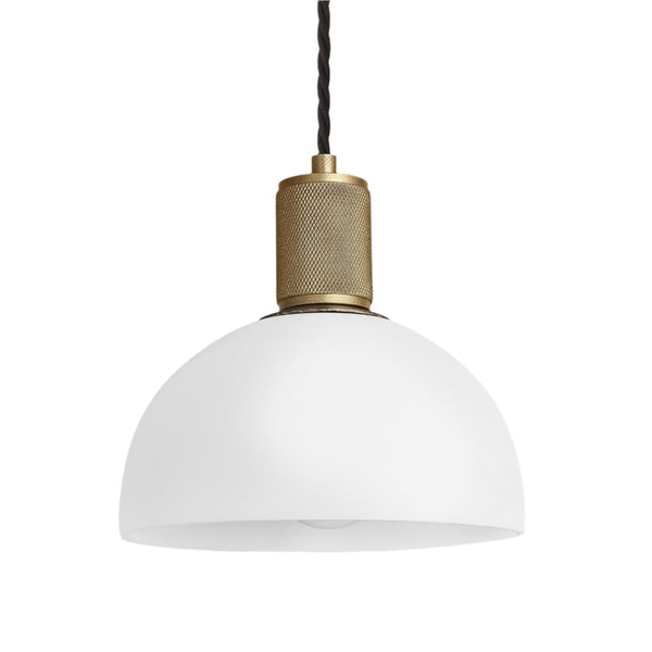 Knurled Opal Glass Dome Pendant Light - 8 Inch