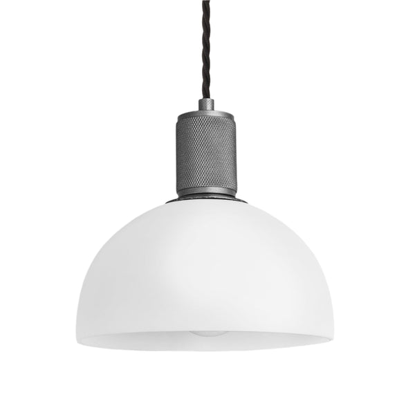 Knurled Opal Glass Dome Pendant Light - 8 Inch