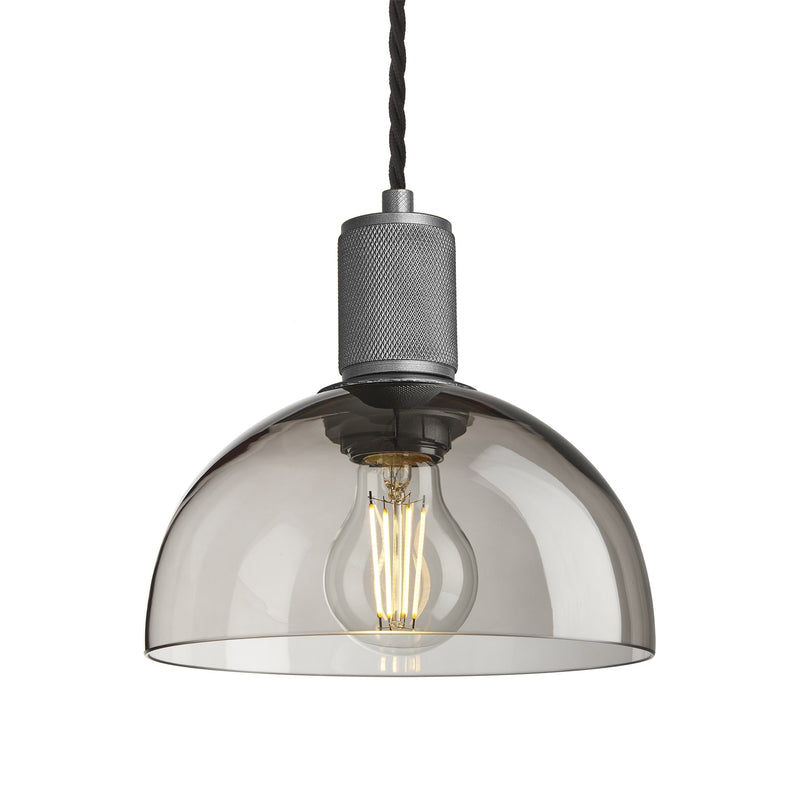 Knurled Glass Dome Pendant Light - 8 Inch