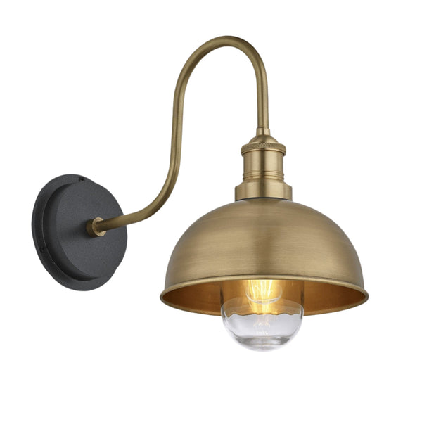 Swan Neck Outdoor & Bathroom Dome Wall Light - 8 Inch