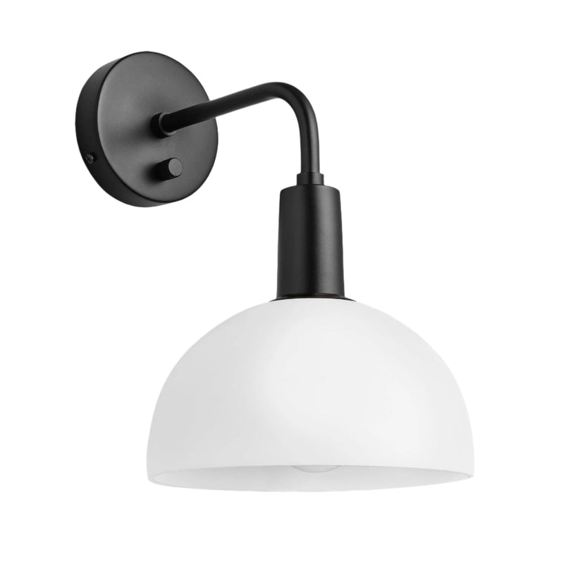 Sleek Opal Glass Dome Wall Light - 8 Inch