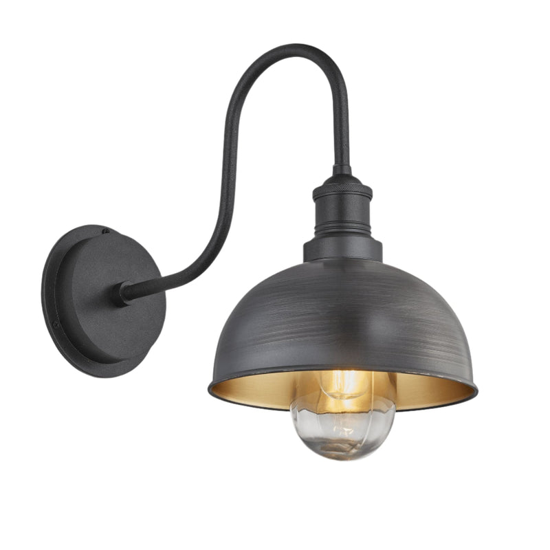 Swan Neck Outdoor & Bathroom Dome Wall Light - 8 Inch