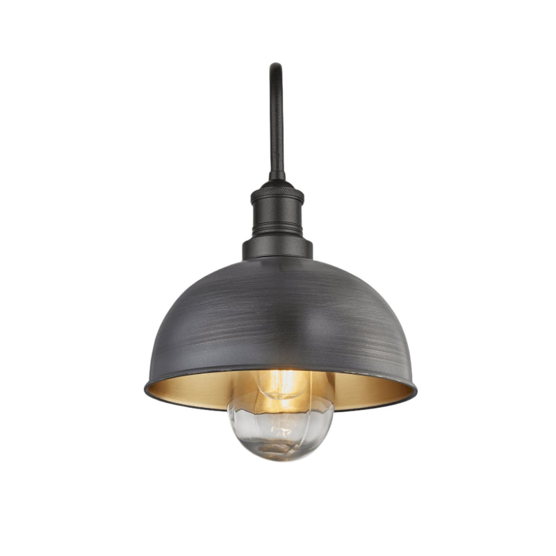 Swan Neck Outdoor & Bathroom Dome Wall Light - 8 Inch