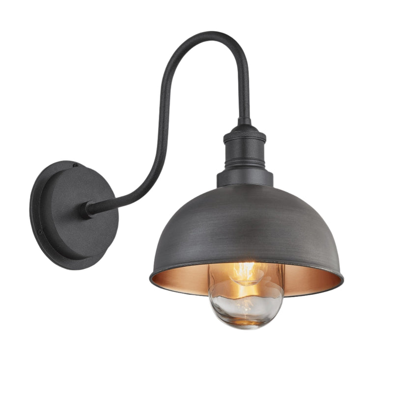 Swan Neck Outdoor & Bathroom Dome Wall Light - 8 Inch