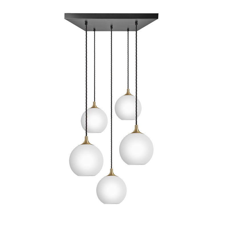 Chelsea Opal Glass Globe 5 Wire Square Cluster Lights - 9 inch - White