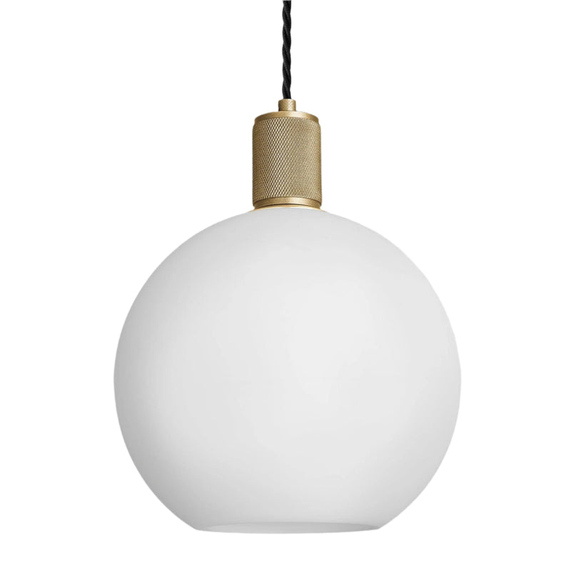 Knurled Opal Glass Globe Pendant Light - 9 Inch