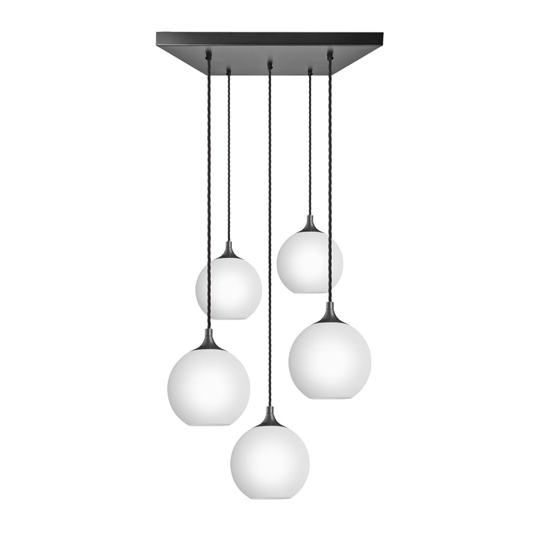 Chelsea Opal Glass Globe 5 Wire Square Cluster Lights - 9 inch - White