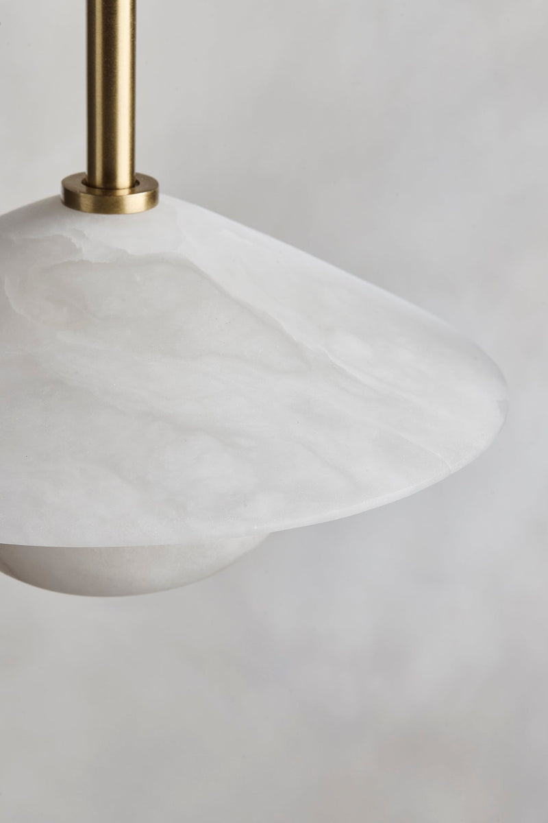 Alabaster Stone Slope Pendant Light - 8 Inch - Brass