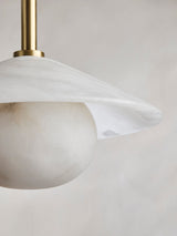 Alabaster Stone Slope Pendant Light - 8 Inch - Brass