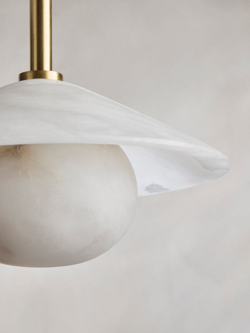 Alabaster Stone Slope Pendant Light - 8 Inch - Brass
