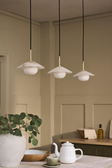 Alabaster Stone Slope Pendant Light - 8 Inch - Brass