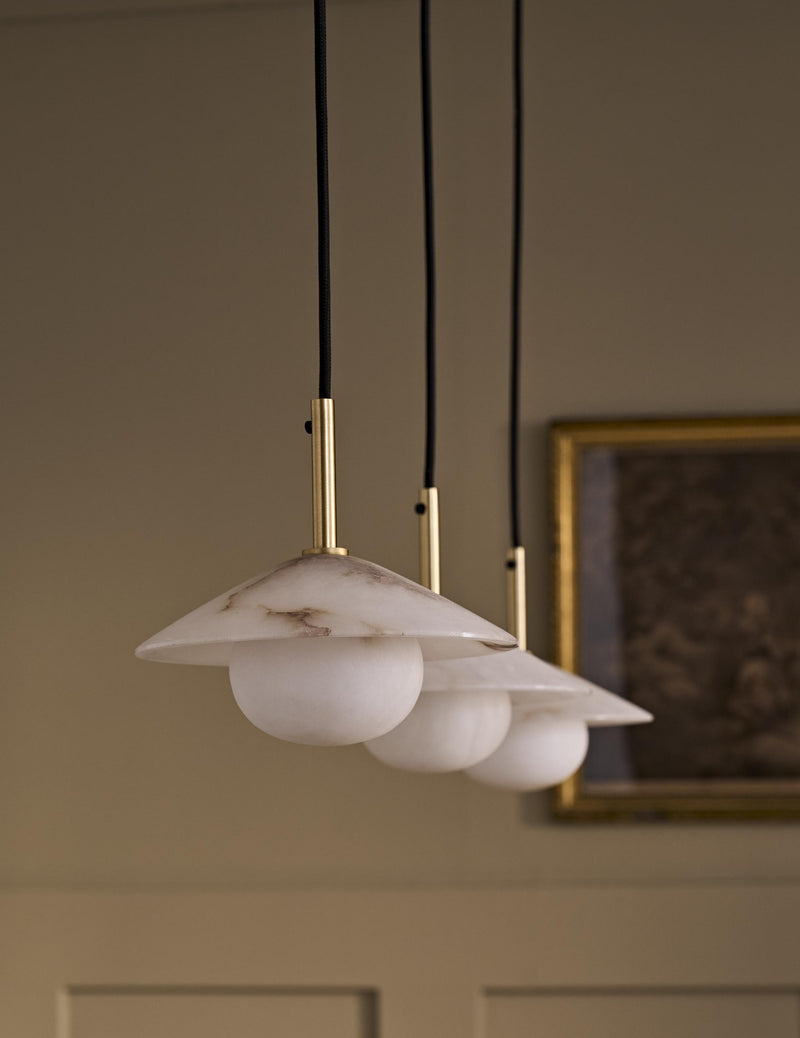 Alabaster Stone Slope Pendant Light - 8 Inch - Brass