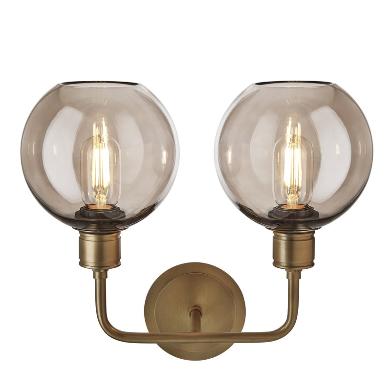 Albany Smoked Glass Globe Double Wall Light - 7 Inch - Mocha