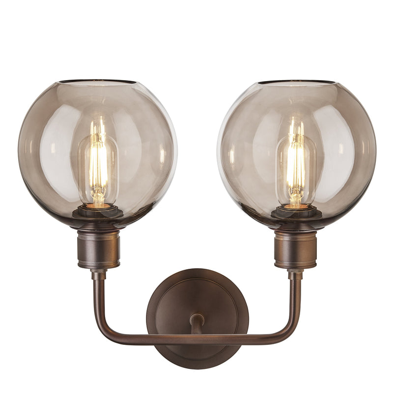 Albany Smoked Glass Globe Double Wall Light - 7 Inch - Mocha