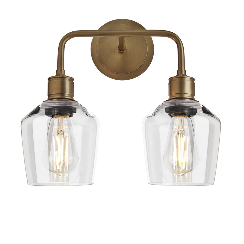 Albany Glass Schoolhouse Double Wall Light - 5.5 Inch - Clear