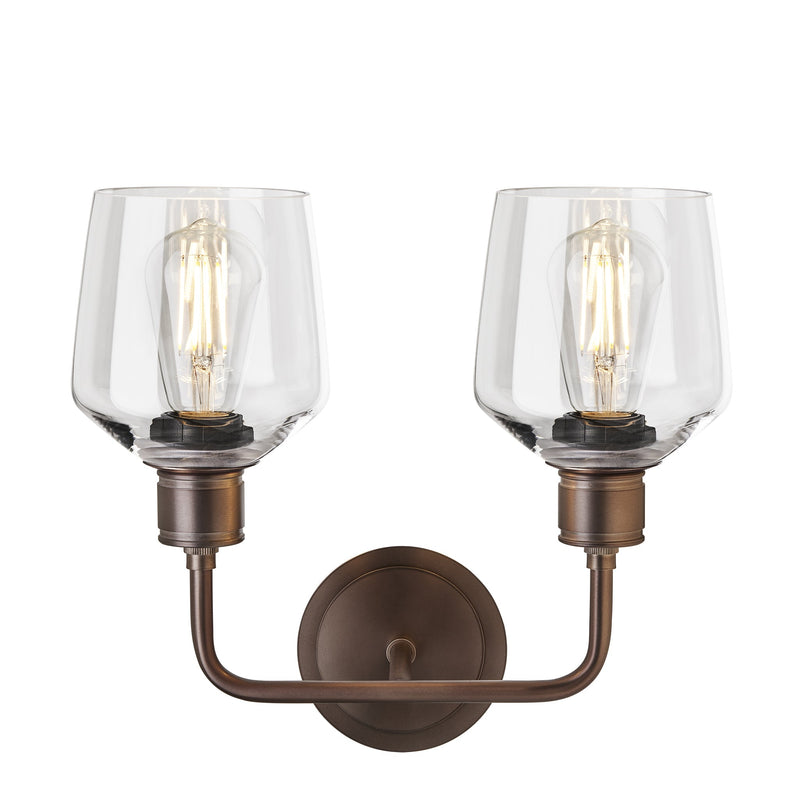 Albany Glass Schoolhouse Double Wall Light - 5.5 Inch - Clear