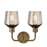 Albany Smoked Glass Schoolhouse Double Wall Light - 5.5 Inch - Mocha