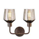 Albany Smoked Glass Schoolhouse Double Wall Light - 5.5 Inch - Mocha