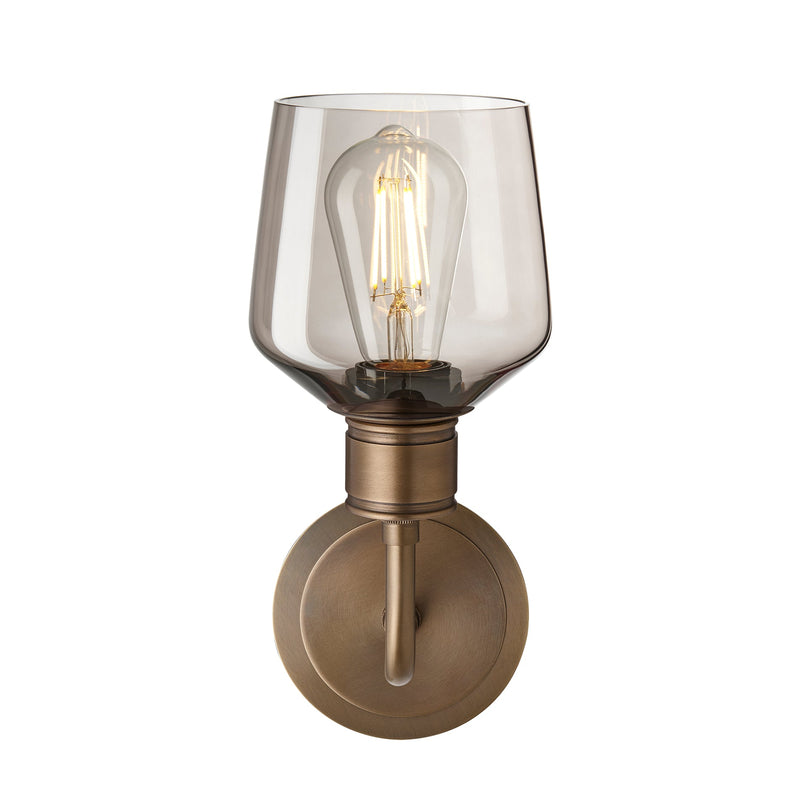 Albany Smoked Glass Schoolhouse Single Wall Light - 5.5 Inch - Mocha