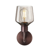 Albany Smoked Glass Schoolhouse Single Wall Light - 5.5 Inch - Mocha