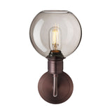Albany Smoked Glass Globe Single Wall Light - 7 Inch - Mocha