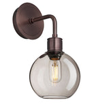 Albany Smoked Glass Globe Single Wall Light - 7 Inch - Mocha