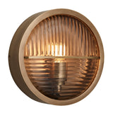 Bulkhead Outdoor & Bathroom Round Wall Light - Ribbed Glass