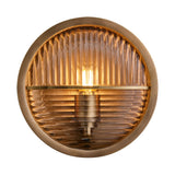 Bulkhead Outdoor & Bathroom Round Wall Light - Ribbed Glass