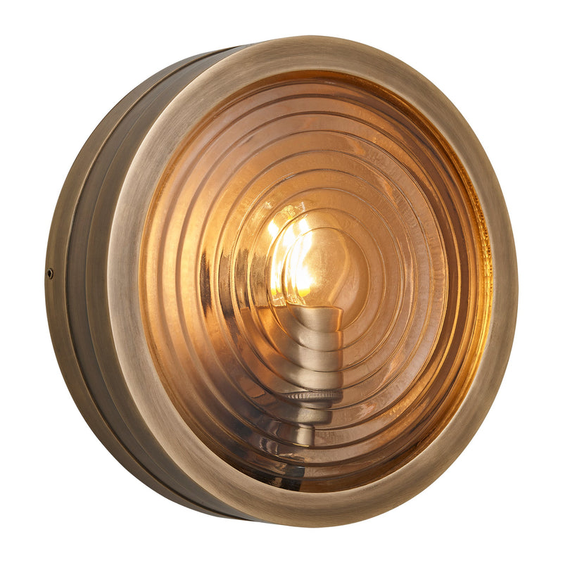 Bulkhead Outdoor & Bathroom Round Wall Light - Ripple Glass