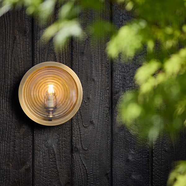 Bulkhead Outdoor & Bathroom Round Wall Light - Ripple Glass