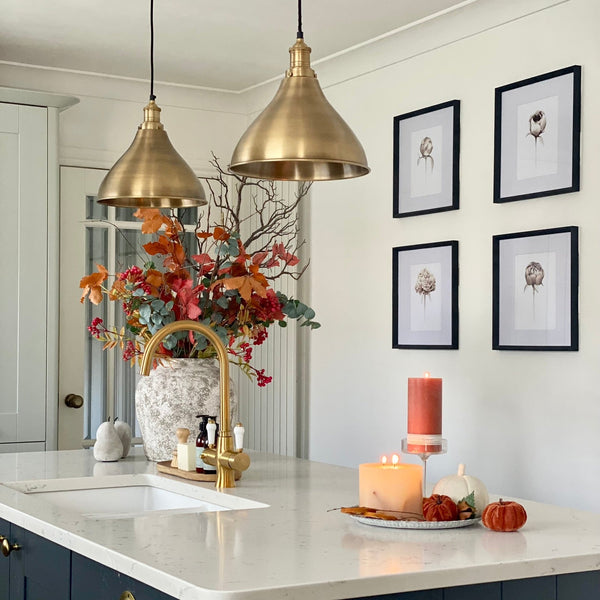 Brooklyn Cone Pendant - 12 Inch - Brass