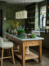 Bude Cylinder 3 Wire Cluster Pendant Light - Linen & Clear Glass