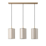 Bude Cylinder 3 Wire Cluster Pendant Light - Linen & Clear Glass